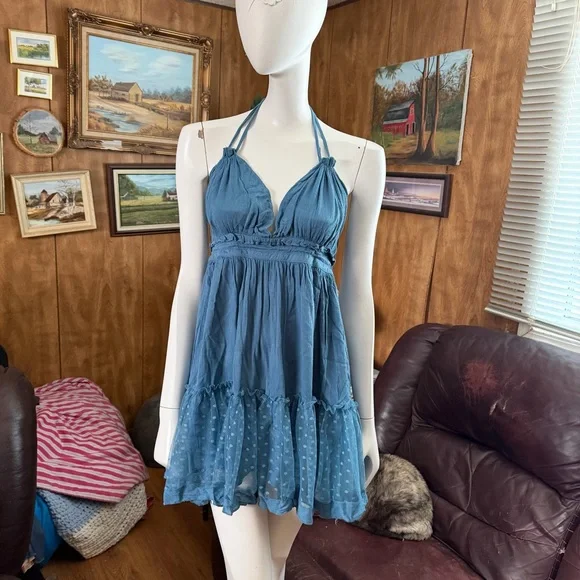 Boho Lace Ruffle Flowy Dress - Picture 2 of 4